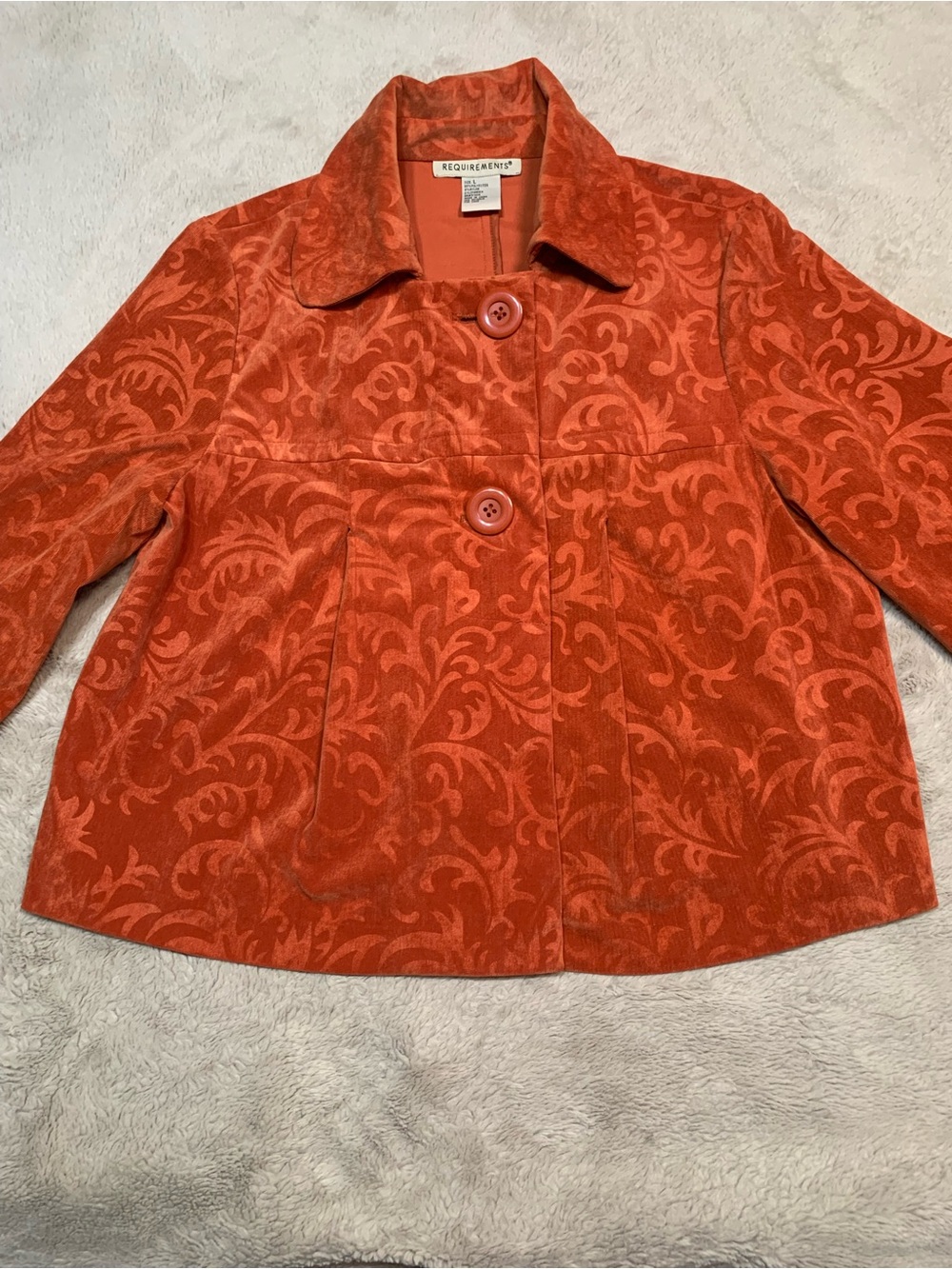 Requirements Orange Jacquard Button-Front Pea Coat